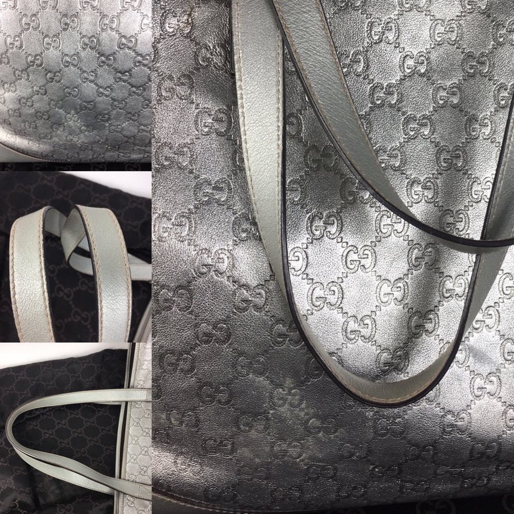 💎HUGE PLATINUM GUCCI LEATHER TOTE - Picture 12 of 16